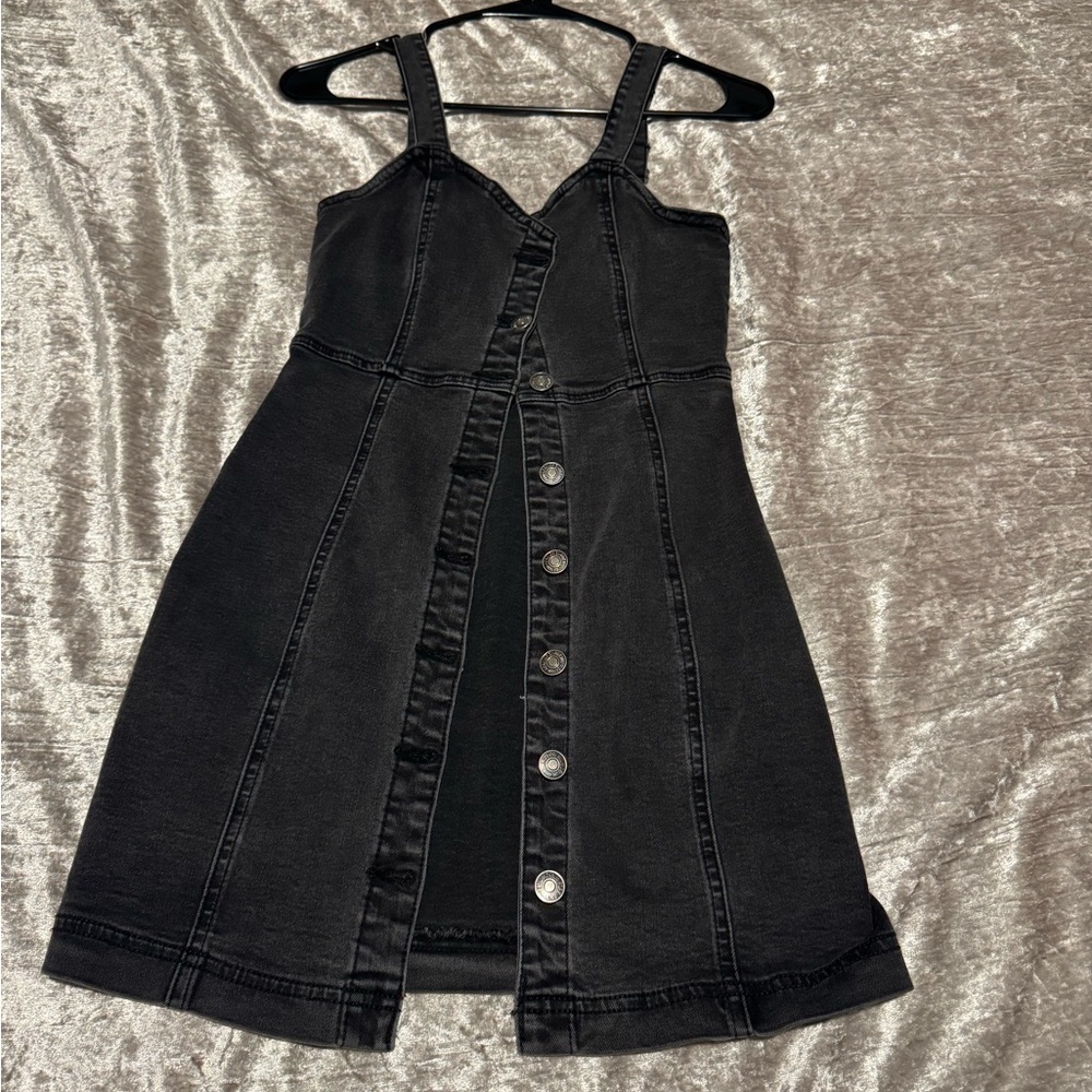 Black Denim Button-Down Dress